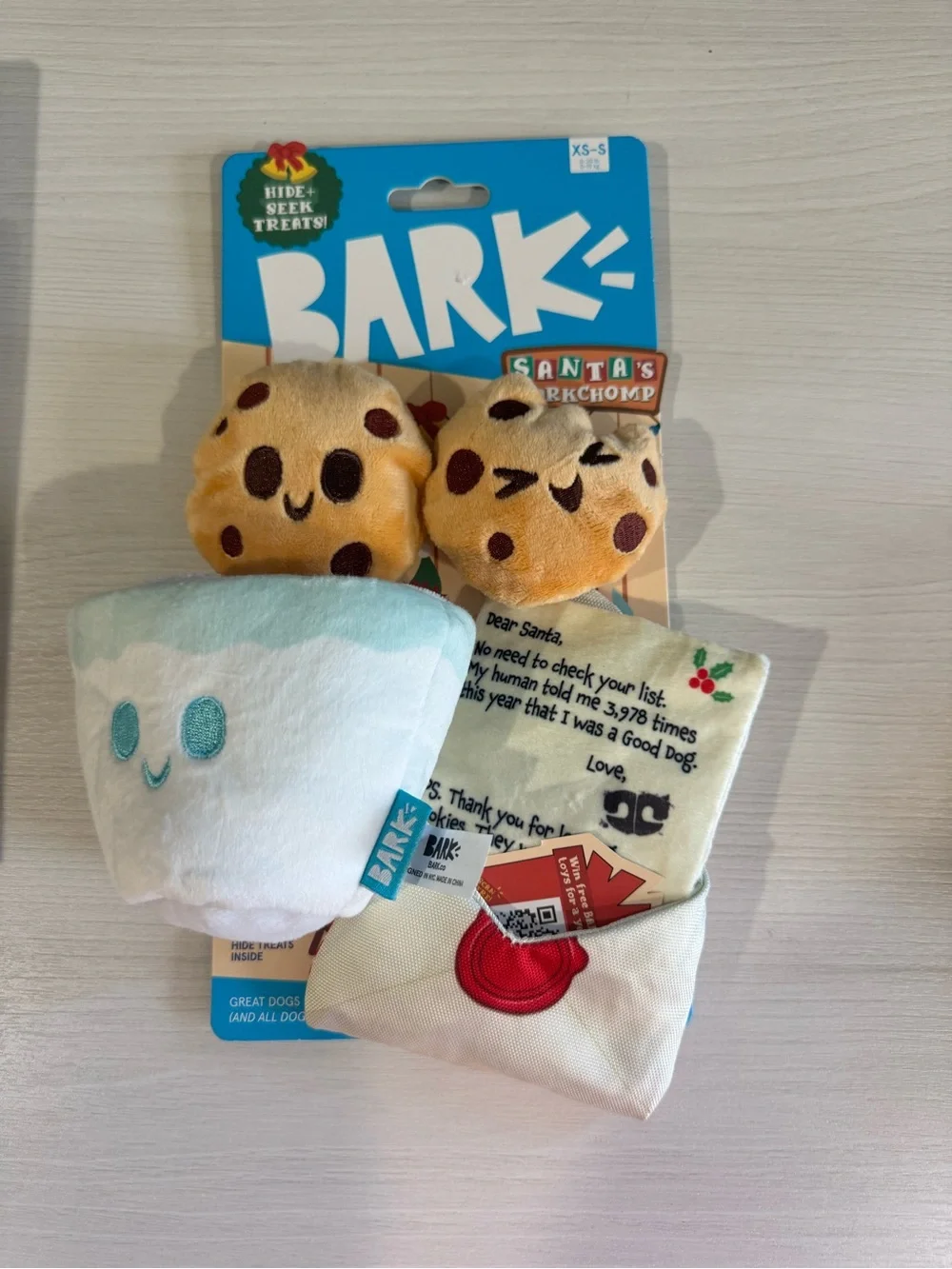 BARK Holiday Plush Toy Set - Brown, White, Blue, Red, Green